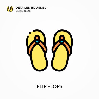 Parmak arası terlikler ayrıntılı yuvarlak doğrusal renk vektör simgesi. Web mobil UI ögesi için resimleme sembolü tasarım şablonu. Düzenlenebilir vuruşlarda mükemmel renk modern piktogram. İş projeniz için simgeleri çevirin