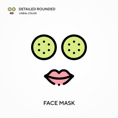 Yüz maskesi yuvarlak doğrusal renk vektör simgesini detaylı olarak açıklıyor. Web mobil UI ögesi için resimleme sembolü tasarım şablonu. Düzenlenebilir vuruşlarda mükemmel renk modern piktogram. İş projeniz için yüz maskesi simgeleri