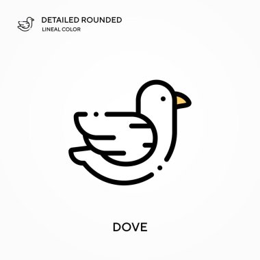 Güvercin ayrıntılı yuvarlak doğrusal renk vektör simgesi. Web mobil UI ögesi için resimleme sembolü tasarım şablonu. Düzenlenebilir vuruşlarda mükemmel renk modern piktogram. İş projeniz için güvercin simgeleri