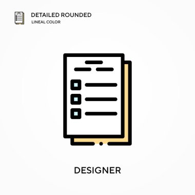Tasarımcı ayrıntılı yuvarlak doğrusal renk vektör simgesi. Web mobil UI ögesi için resimleme sembolü tasarım şablonu. Düzenlenebilir vuruşlarda mükemmel renk modern piktogram. İş projeniz için tasarım simgeleri