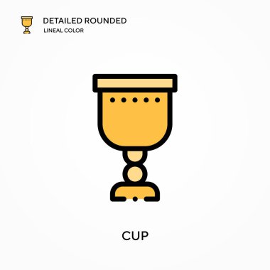 Fincan ayrıntılı yuvarlak doğrusal renk vektör simgesi. Web mobil UI ögesi için resimleme sembolü tasarım şablonu. Düzenlenebilir vuruşlarda mükemmel renk modern piktogram. İş projeniz için kupa simgeleri