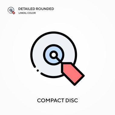 Kompakt disk detaylı yuvarlak doğrusal renk vektör simgesi. Web mobil UI ögesi için resimleme sembolü tasarım şablonu. Düzenlenebilir vuruşlarda mükemmel renk modern piktogram. İş projeniz için küçük disk simgeleri
