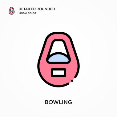 Bowling detaylı yuvarlak doğrusal renk vektör simgesi. Web mobil UI ögesi için resimleme sembolü tasarım şablonu. Düzenlenebilir vuruşlarda mükemmel renk modern piktogram. İş projeniz için bovling simgeleri