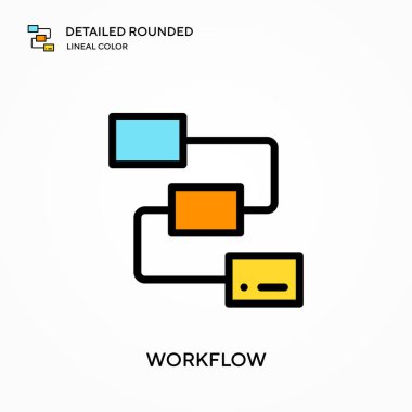 Çalışma akışı ayrıntılı yuvarlak doğrusal renk vektörü simgesi. Web mobil UI ögesi için resimleme sembolü tasarım şablonu. Düzenlenebilir vuruşlarda mükemmel renk modern piktogram. İş projeniz için çalışma akışı simgeleri