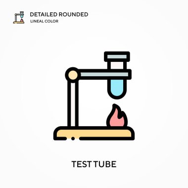 Test tüpü ayrıntılı yuvarlak doğrusal renk vektör simgesi. Web mobil UI ögesi için resimleme sembolü tasarım şablonu. Düzenlenebilir vuruşlarda mükemmel renk modern piktogram. İş projeniz için tüp simgeleri deneyin