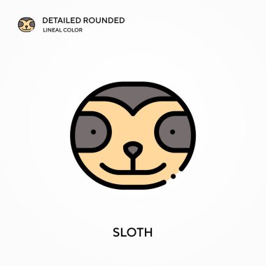 Tembel hayvan ayrıntılı yuvarlak doğrusal renk vektör ikonu. Web mobil UI ögesi için resimleme sembolü tasarım şablonu. Düzenlenebilir vuruşlarda mükemmel renk modern piktogram. İş projeniz için tembel simgeleri