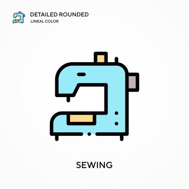 Ayrıntılı yuvarlak doğrusal renk vektör simgesi dikiyorum. Web mobil UI ögesi için resimleme sembolü tasarım şablonu. Düzenlenebilir vuruşlarda mükemmel renk modern piktogram. İş projeniz için simge dikme