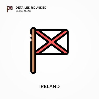 İrlanda yuvarlak doğrusal renk vektör simgesini detaylı olarak açıkladı. Web mobil UI ögesi için resimleme sembolü tasarım şablonu. Düzenlenebilir vuruşlarda mükemmel renk modern piktogram. İş projeniz için İrlanda simgeleri