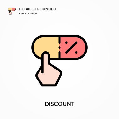 Ayrıntılı yuvarlak doğrusal renk vektörü simgesi indirimi. Web mobil UI ögesi için resimleme sembolü tasarım şablonu. Düzenlenebilir vuruşlarda mükemmel renk modern piktogram. İş projeniz için indirim simgeleri