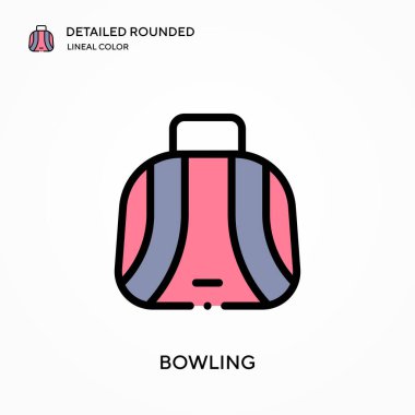 Bowling detaylı yuvarlak doğrusal renk vektör simgesi. Web mobil UI ögesi için resimleme sembolü tasarım şablonu. Düzenlenebilir vuruşlarda mükemmel renk modern piktogram. İş projeniz için bovling simgeleri