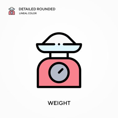 Ağırlık detaylı yuvarlak doğrusal renk vektör simgesi. Web mobil UI ögesi için resimleme sembolü tasarım şablonu. Düzenlenebilir vuruşlarda mükemmel renk modern piktogram. İş projeniz için ağırlık simgeleri