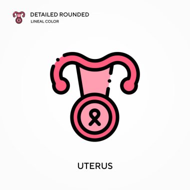 Rahim detaylı yuvarlak doğrusal renk vektör simgesi. Web mobil UI ögesi için resimleme sembolü tasarım şablonu. Düzenlenebilir vuruşlarda mükemmel renk modern piktogram. İş projeniz için uterus simgeleri