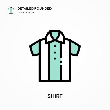 Gömlek ayrıntılı yuvarlak doğrusal renk vektör ikonu. Web mobil UI ögesi için resimleme sembolü tasarım şablonu. Düzenlenebilir vuruşlarda mükemmel renk modern piktogram. İş projeniz için gömlek simgeleri
