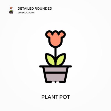 Bitki kabı yuvarlak doğrusal renk vektör simgesi detaylı. Web mobil UI ögesi için resimleme sembolü tasarım şablonu. Düzenlenebilir vuruşlarda mükemmel renk modern piktogram. İş projeniz için saksı simgeleri ekin