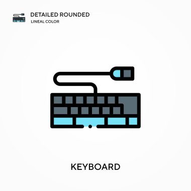 Klavye ayrıntılı yuvarlak doğrusal renk vektörü simgesi. Web mobil UI ögesi için resimleme sembolü tasarım şablonu. Düzenlenebilir vuruşlarda mükemmel renk modern piktogram. İş projeniz için klavye simgeleri