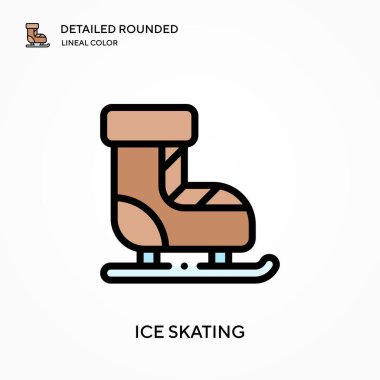 Buz pateni detaylı yuvarlak doğrusal renk vektör ikonu. Web mobil UI ögesi için resimleme sembolü tasarım şablonu. Düzenlenebilir vuruşlarda mükemmel renk modern piktogram. İş projeniz için buz pateni simgeleri