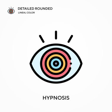 Hipnoz detaylı yuvarlak doğrusal renk vektör ikonu. Web mobil UI ögesi için resimleme sembolü tasarım şablonu. Düzenlenebilir vuruşlarda mükemmel renk modern piktogram. İş projeniz için hipnoz simgeleri