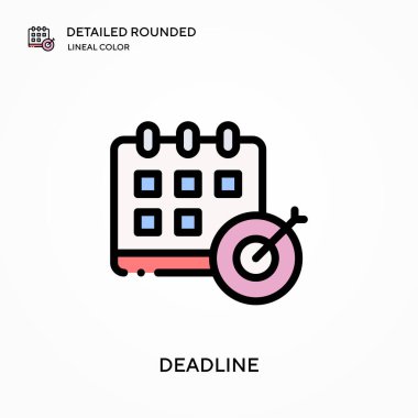 Son teslim tarihi ayrıntılı yuvarlak doğrusal renk vektör simgesi. Web mobil UI ögesi için resimleme sembolü tasarım şablonu. Düzenlenebilir vuruşlarda mükemmel renk modern piktogram. İş projeniz için son tarih simgeleri