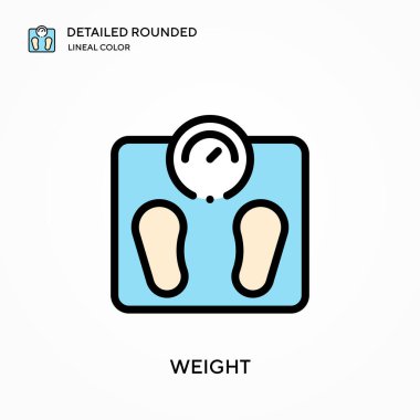 Ağırlık detaylı yuvarlak doğrusal renk vektör simgesi. Web mobil UI ögesi için resimleme sembolü tasarım şablonu. Düzenlenebilir vuruşlarda mükemmel renk modern piktogram. İş projeniz için ağırlık simgeleri