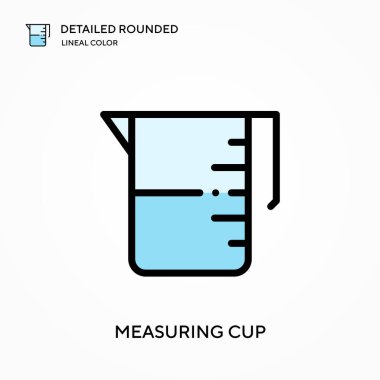 Ölçme kabı ayrıntılı yuvarlak doğrusal renk vektör simgesi. Web mobil UI ögesi için resimleme sembolü tasarım şablonu. Düzenlenebilir vuruşlarda mükemmel renk modern piktogram. İş projeniz için ölçü kabı simgeleri