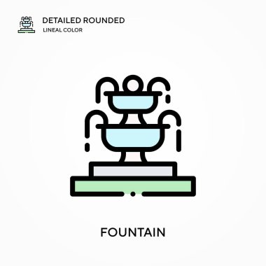 Detaylı yuvarlak doğrusal renk vektör simgesi çeşmesi. Web mobil UI ögesi için resimleme sembolü tasarım şablonu. Düzenlenebilir vuruşlarda mükemmel renk modern piktogram. İş projeniz için kaynak simgeleri