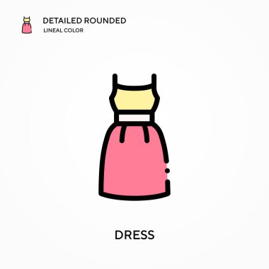 Ayrıntılı yuvarlak çizgisel renk vektör simgesi giyin. Web mobil UI ögesi için resimleme sembolü tasarım şablonu. Düzenlenebilir vuruşlarda mükemmel renk modern piktogram. İş projeniz için simgeler