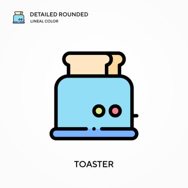 Tost makinesi ayrıntılı yuvarlak doğrusal renk vektör simgesi. Web mobil UI ögesi için resimleme sembolü tasarım şablonu. Düzenlenebilir vuruşlarda mükemmel renk modern piktogram. İş projeniz için tost makinesi simgeleri