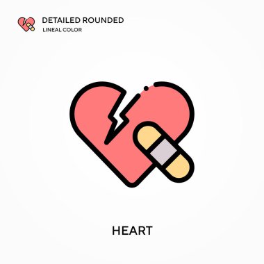 Kalp detaylı yuvarlak doğrusal renk vektör simgesi. Web mobil UI ögesi için resimleme sembolü tasarım şablonu. Düzenlenebilir vuruşlarda mükemmel renk modern piktogram. İş projeniz için kalp simgeleri