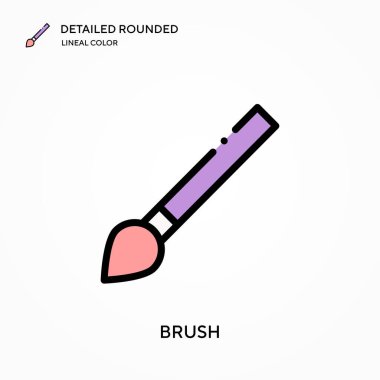 Fırçayla detaylı yuvarlak doğrusal renk vektör simgesi. Web mobil UI ögesi için resimleme sembolü tasarım şablonu. Düzenlenebilir vuruşlarda mükemmel renk modern piktogram. İş projeniz için fırça simgeleri