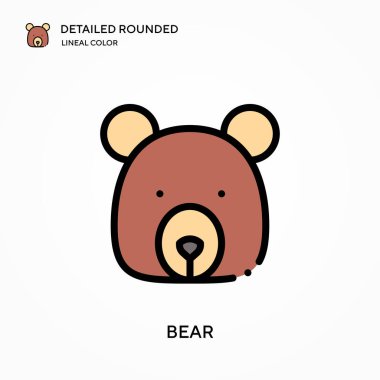 Ayı ayrıntılı yuvarlak doğrusal renk vektör simgesi. Web mobil UI ögesi için resimleme sembolü tasarım şablonu. Düzenlenebilir vuruşlarda mükemmel renk modern piktogram. İş projeniz için ayıcık simgeleri