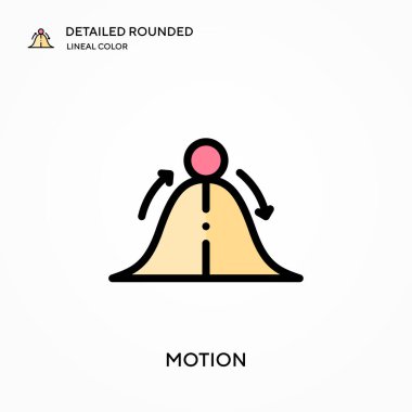 Hareket detaylı yuvarlak doğrusal renk vektörü simgesi. Web mobil UI ögesi için resimleme sembolü tasarım şablonu. Düzenlenebilir vuruşlarda mükemmel renk modern piktogram. İş projeniz için hareket simgeleri