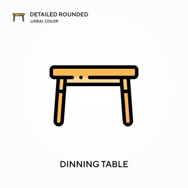 Yemek masası yuvarlak yuvarlak doğrusal renk vektör simgesini detaylandırdı. Web mobil UI ögesi için resimleme sembolü tasarım şablonu. Düzenlenebilir vuruşlarda mükemmel renk modern piktogram. İş projeniz için yemek masası simgeleri