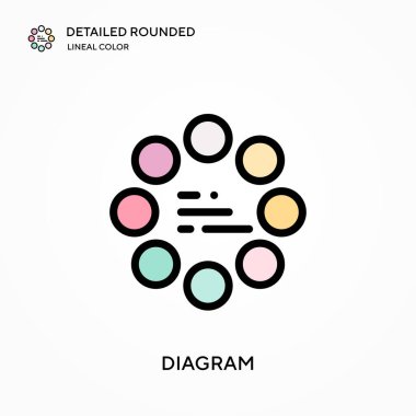 Ayrıntılı yuvarlak doğrusal renk vektörü simgesi. Web mobil UI ögesi için resimleme sembolü tasarım şablonu. Düzenlenebilir vuruşlarda mükemmel renk modern piktogram. İş projeniz için diyagram simgeleri