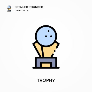 Kupa ayrıntılı yuvarlak lineal renk vektör ikonu. Web mobil UI ögesi için resimleme sembolü tasarım şablonu. Düzenlenebilir vuruşlarda mükemmel renk modern piktogram. İş projeniz için kupa simgeleri