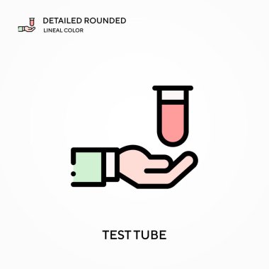 Test tüpü ayrıntılı yuvarlak doğrusal renk vektör simgesi. Web mobil UI ögesi için resimleme sembolü tasarım şablonu. Düzenlenebilir vuruşlarda mükemmel renk modern piktogram. İş projeniz için tüp simgeleri deneyin