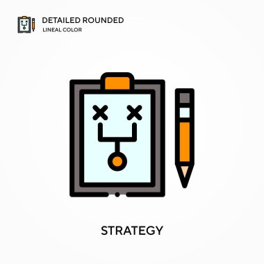 Strateji detaylı yuvarlak doğrusal renk vektörü ikonu. Web mobil UI ögesi için resimleme sembolü tasarım şablonu. Düzenlenebilir vuruşlarda mükemmel renk modern piktogram. İş projeniz için strateji simgeleri