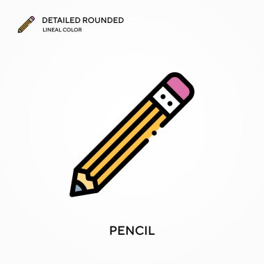 Kalem detaylı yuvarlak doğrusal renk vektörü simgesi. Web mobil UI ögesi için resimleme sembolü tasarım şablonu. Düzenlenebilir vuruşlarda mükemmel renk modern piktogram. İş projeniz için kalem simgeleri