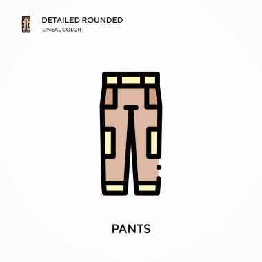 Pantolon ayrıntılı yuvarlak doğrusal renk vektör simgesi. Web mobil UI ögesi için resimleme sembolü tasarım şablonu. Düzenlenebilir vuruşlarda mükemmel renk modern piktogram. İş projeniz için pantolon simgeleri