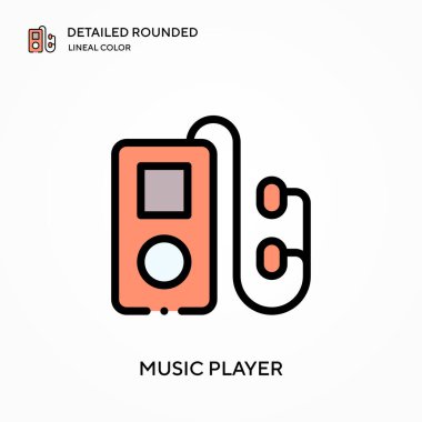 Müzik çalar yuvarlak doğrusal renk vektörü simgesini detaylı olarak açıkladı. Web mobil UI ögesi için resimleme sembolü tasarım şablonu. Düzenlenebilir vuruşlarda mükemmel renk modern piktogram. İş projeniz için müzik çalar simgeleri