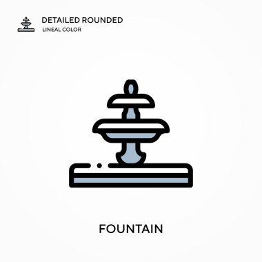 Detaylı yuvarlak doğrusal renk vektör simgesi çeşmesi. Web mobil UI ögesi için resimleme sembolü tasarım şablonu. Düzenlenebilir vuruşlarda mükemmel renk modern piktogram. İş projeniz için kaynak simgeleri