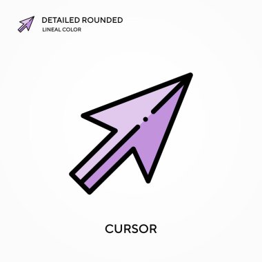 İmleç ayrıntılı yuvarlak doğrusal renk vektörü simgesi. Web mobil UI ögesi için resimleme sembolü tasarım şablonu. Düzenlenebilir vuruşlarda mükemmel renk modern piktogram. İş projeniz için imleç simgeleri