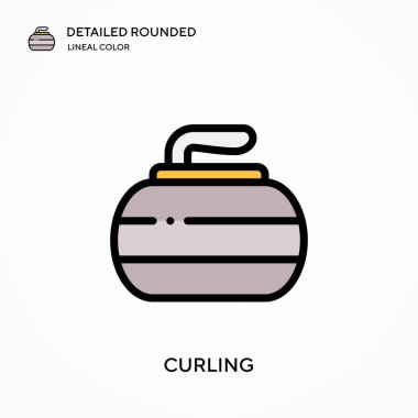 Kıvrımlı yuvarlak doğrusal renk vektör simgesi. Web mobil UI ögesi için resimleme sembolü tasarım şablonu. Düzenlenebilir vuruşlarda mükemmel renk modern piktogram. İş projeniz için körling simgeleri