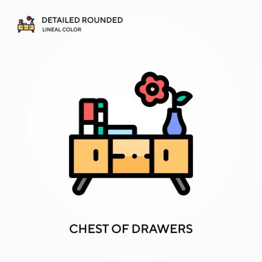 Çekmecelerin sandığı yuvarlak çizgili renk vektör ikonunun detaylarını verdi. Web mobil UI ögesi için resimleme sembolü tasarım şablonu. Düzenlenebilir vuruşlarda mükemmel renk modern piktogram. İş projeniz için sandık çekmece simgeleri