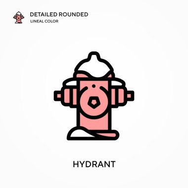 Yangın musluğu ayrıntılı yuvarlak doğrusal renk vektörü ikonu. Web mobil UI ögesi için resimleme sembolü tasarım şablonu. Düzenlenebilir vuruşlarda mükemmel renk modern piktogram. İş projeniz için yangın musluğu simgeleri