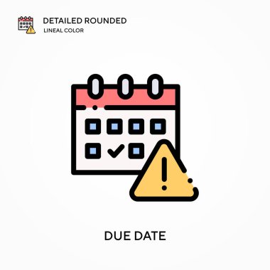 Teslim tarihi ayrıntılı yuvarlak doğrusal renk vektörü simgesi. Web mobil UI ögesi için resimleme sembolü tasarım şablonu. Düzenlenebilir vuruşlarda mükemmel renk modern piktogram. İş projeniz için teslim tarihi simgeleri