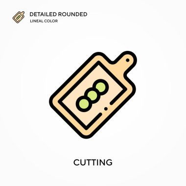 Ayrıntılı yuvarlak doğrusal renk vektör simgesi kesiliyor. Web mobil UI ögesi için resimleme sembolü tasarım şablonu. Düzenlenebilir vuruşlarda mükemmel renk modern piktogram. İş projeniz için simge kesme