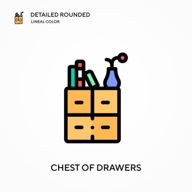 Çekmecelerin sandığı yuvarlak çizgili renk vektör ikonunun detaylarını verdi. Web mobil UI ögesi için resimleme sembolü tasarım şablonu. Düzenlenebilir vuruşlarda mükemmel renk modern piktogram. İş projeniz için sandık çekmece simgeleri