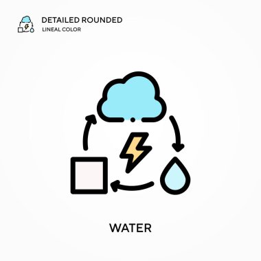 Su detaylı yuvarlak doğrusal renk vektör simgesi. Web mobil UI ögesi için resimleme sembolü tasarım şablonu. Düzenlenebilir vuruşlarda mükemmel renk modern piktogram. İş projeniz için su simgeleri
