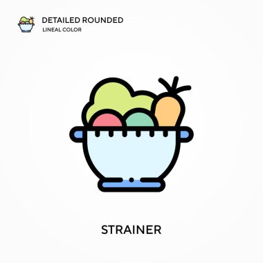 Süzgeç ayrıntılı yuvarlak doğrusal renk vektör simgesi. Web mobil UI ögesi için resimleme sembolü tasarım şablonu. Düzenlenebilir vuruşlarda mükemmel renk modern piktogram. İş projeniz için süzgeç simgeleri