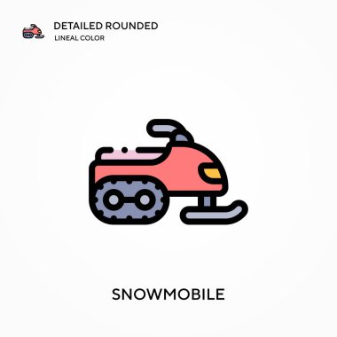 Kar aracı ayrıntılı yuvarlak doğrusal renk vektörü simgesi. Web mobil UI ögesi için resimleme sembolü tasarım şablonu. Düzenlenebilir vuruşlarda mükemmel renk modern piktogram. İş projeniz için kar mobil simgeleri